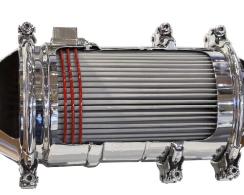Sección transversal de un catalizador y un filtro de partículas de un motor diesel